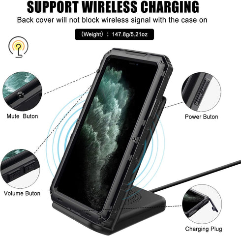 Mitywah Waterproof Case for iPhone 11 Pro Max, Heavy Duty Military Grade Metal Case Built-in Screen Protection, Full Body Protective Rugged Defend...