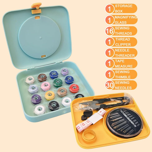 YaCaTaM Sewing Kit, Sewing Box with Magnifying Glass, Sewing Supplies with Sewing Needles, Sewing Thread, Sewing Products Accessories, Sewing Kit ...