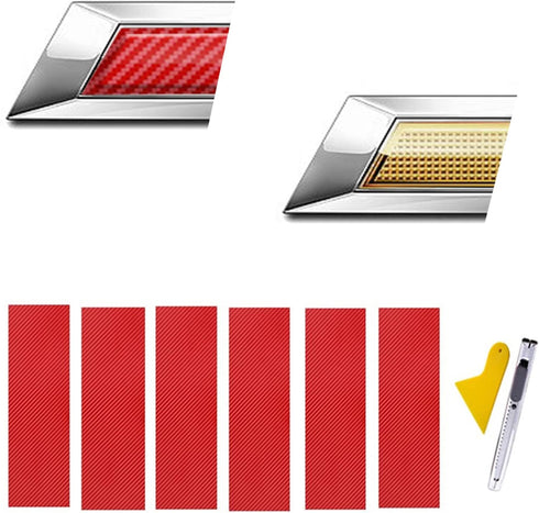 Compatible with Bowtie Logo Wrap Stickers Cut-Your-Own Emblem Overlay DIY Decals for Chevy 6PCS Red...