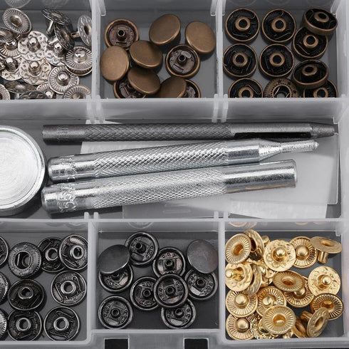 40 Sets Snap Button, Metal Popper Button Press Studs Fastener 6 Color Clothing Snaps Kit for Leather Craft Tool with Storage Box(633#12MM)...