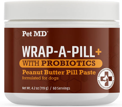 Pet MD Wrap-A-Pill with Dog Probiotics - Pill Wrap for Dogs Medicine - Easy-to-Use Paste to Hide Capsules, Create Pockets and Pill Treats for Dogs...