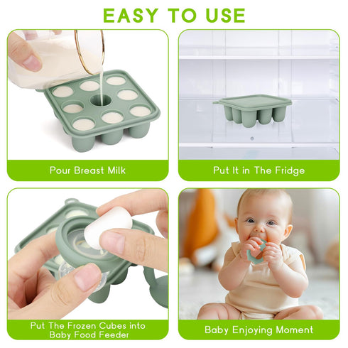 Socub Silicone Baby Fruit Food Feeder & Baby Food Freezer Tray Set, milk Popsicle Molds for Baby Teething Relief, Baby Food Pacifier Feeder for In...