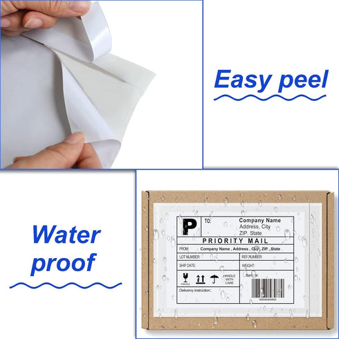 MFLABEL® - Clear Adhesive Top Loading Packing List 7.5" x 5.5" Shipping Label Envelopes Pouches - 100pcs...