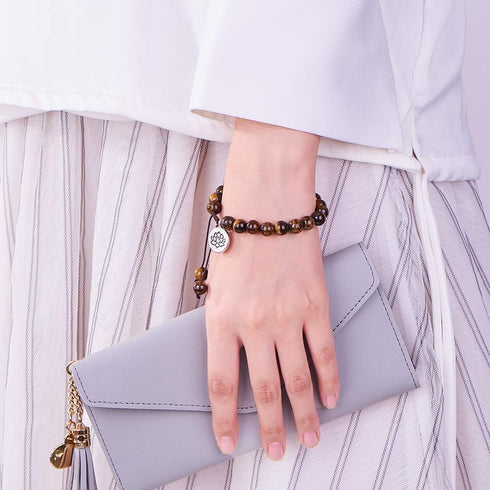 SUNNYCLUE 1 Set 108 Tiger Eye Gemstone Mala Beads/Buddha Beaded Necklace Jewelry Making Kit - DIY Make 1 Hand Knotted Prayer Tassel Pendant Neckla...