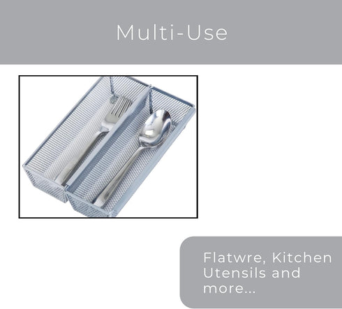 Smart Design Drawer Organizer - (9 x 3 Inch) - Steel Metal Mesh Tray - w/ Interlocking Arm Connection - Utensils, Silverware, Organization - Kitch...