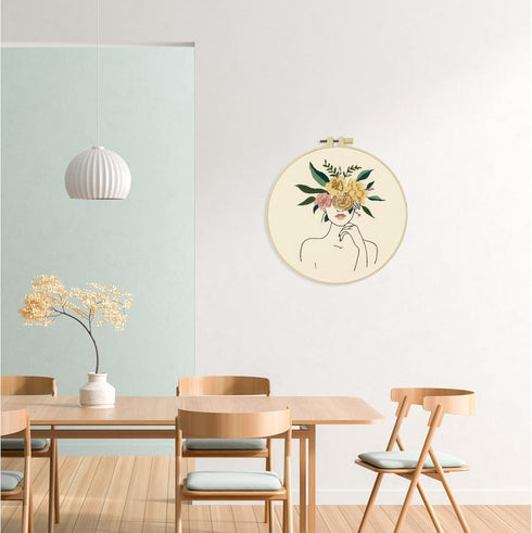 yueton 1 Pack Embroidery Started Kit Adult Beginner Cross Stitch Kits with Patterns, Instruction, Hoop, Colored Threads, Needles...