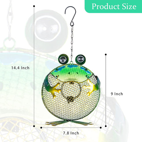 Wild Bird Feeder - Outdoor Metal Feeders Bird Feeder Patio Hanging 9.5 Inch Frog for Garden Yard Outside Decoration...