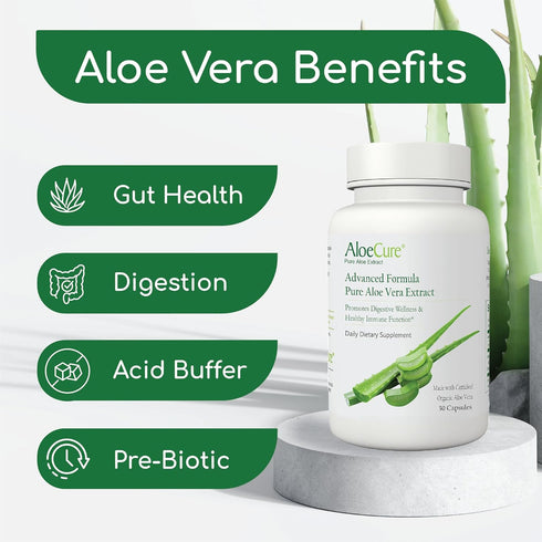 AloeCure Organic Aloe Vera Capsules, 130,000mg Inner Aloe Leaf Equivelant per Serving, Support Gut Health & Digestive Comfort, Stomach Acid Buffer...