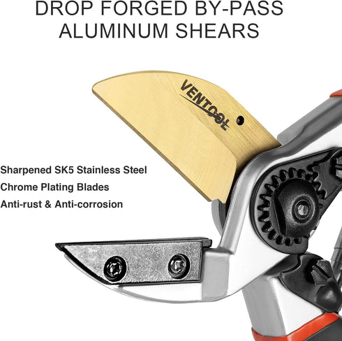 8.5" Sharp Bypass Pruning Shears, Heavy-duty Hand Pruners with SK5 Stainless Steel Blades, Power-lever Anvil Pruner, Tree Trimmers & Garden Clippe...