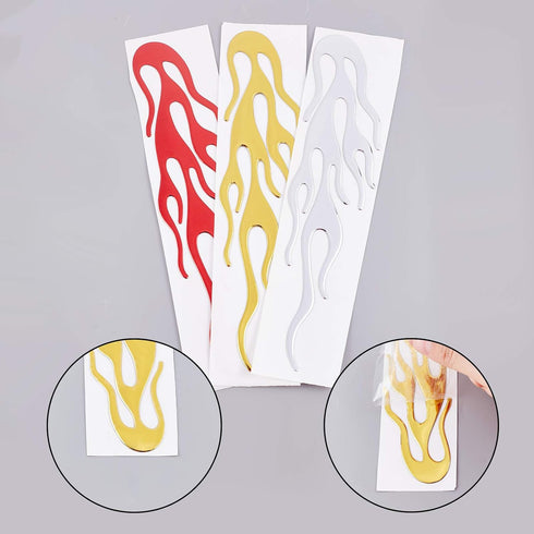SUPERFINDINGS 6PCS 3 Colors 8x1.9Inch Flame Decals Plastic Flame Car Stickers Decals for Motorcycle Car Window Wall...