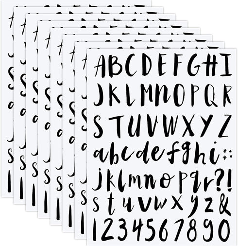 Sepamoon 552 Pcs 8 Sheets Vinyl Letters Numbers Stickers Kit Self Adhesive Cursive Alphabet Numbers Sticker for Scrapbooking Signs Mailbox Window ...