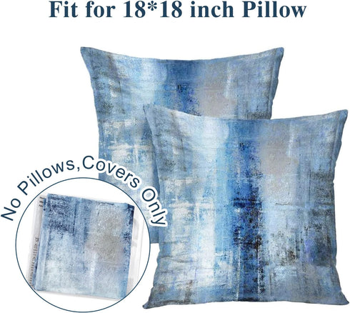 Blue and Grey Abstract Art Artwork Pillow Cover, Gallery Modern Decorative Throw Pillows Cushion Cover for Bedroom Sofa Living Room 18 x 18 Inch S...