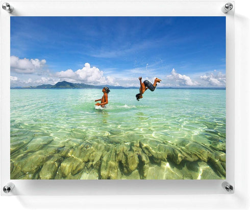 5x7 Floating Acrylic Picture Frame With Chrome Standoff Double Panel Wall Mount Photo Frame for Picture Up To inches (5x7)...