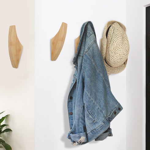 4 Pack Decorative Hooks Coat Rack with Shelf for Hanging Things Minimalist Design, Wood Wall Hooks Modern Simple Rustic Home Foyer Entryway Decor ...