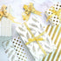 Gift Wrapping Supplies,8 Sheets White Gold Gift Wrapping Paper with 10 Pull Bows 24 Yard Glitter Ribbon and 12 Thank You Lable Sticker for Birthda...