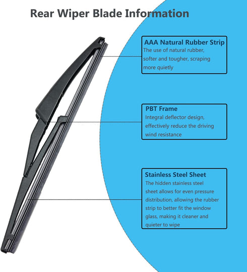Rear Window Wiper Arm & Blade Replacement for Jeep Renegade 2015-2021 Rear Windshield Wiper Arm & Blade, Factory OE Style Rear Window Wiper Arm Bl...