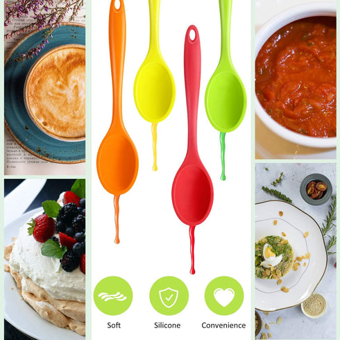 Shappy 4 Pieces Silicone Mixing Spoon Spatula Scrapers for Cooking, 10.6 Inch Heat Resistant Large Non Stick Basting Utensil for Mixing, Baking, S...