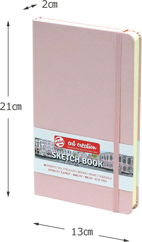 Tarens T9314-012M Art Creations Sketchbook, Drawing Notebook, 5.1 x 8.3 inches (13 x 21 cm), Pastel Pink, Thickness: 4.9 oz/sq ft (140 g/m2), Fine...