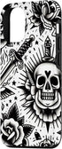 iPhone 15 Skull and Rose Old School Tattoo Style, American Traditional Case...