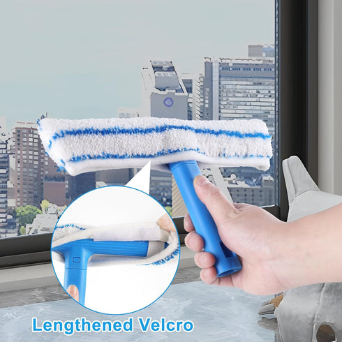 Window Cleaning Combo(12IN), Silicon Window Squeegee + Microfiber Glass Wiper, Professional Window Cleaner for Bathroom, Shower, Car, Glass...