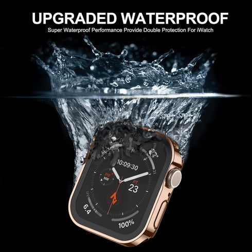 Adepoy 2 Pack Hard Case Compatible with Apple Watch 45mm Series 9 Series 8 Series 7 with Tempered Glass Screen Protector, Rosegold/Clear Ultra-Thi...