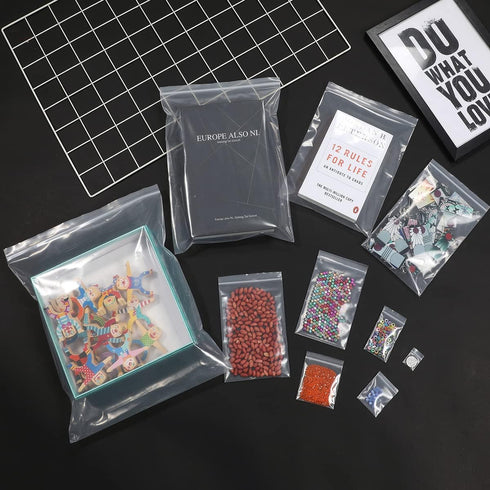 200 PCS 2" x 3" Thick 4 Mil Small Clear Zip Poly Lock Plastic Bags Seal Reclosable Zip Bag Heavy-Duty Jewelry Earrings Necklace Ring Coin Beads Pi...