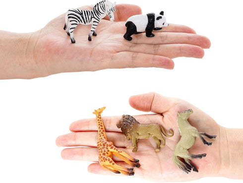 12Pcs Mini Safari Animals Figures Toys, Plastic Forest Jungle Zoo Animals Figurines, Realistic Wild Rainforest Animals Playset for Kids Toddlers, ...