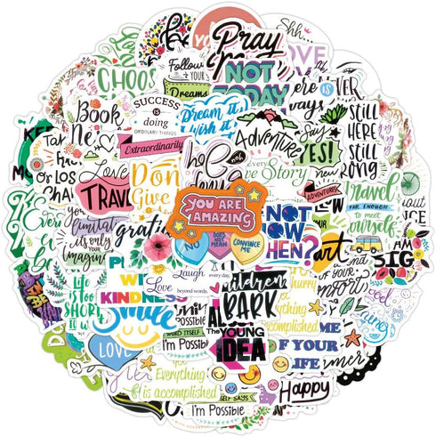 Inspirational Slogan Positive Energy Stickers 100 Pcs Trendy Style Stickers Laptop Stickers Pack Cool Sticker for Pad MacBook Car Snowboard Bicycl...