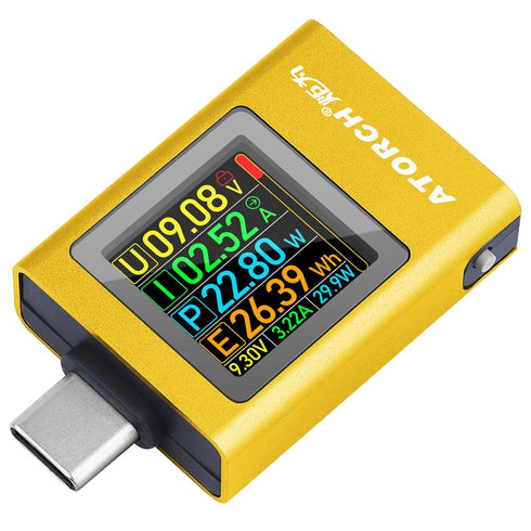 USB C Power Meter USB C Tester, USB Multimeter 4.5-50V 0-12A Two-Way Measurement Gravity Sensor Voltage Current Capacity Amp Volt Voltmeter Ammete...
