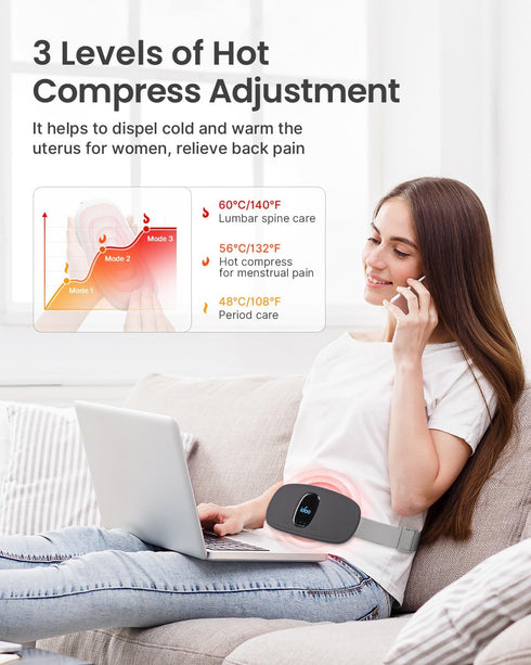 iDOO Period Heating Pad for Cramps, FSA HSA Eligible, Menstrual Heating Pad with 3 Heat Levels and 3 Massage Modes, Portable Cordless Heating Pad,...