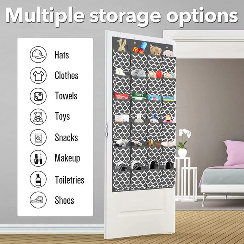 Over the Door Shoe Organizer with 24 Extra Large Pockets - Hanging Shoe Rack Storage Holder for men shoes zapateras and 4 Sturdy Hooks for Women H...