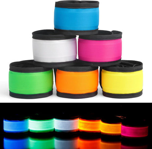 LED Light up Slap Wristband, Flashing Bracelets for Kids, Glow in The Dark Armband for Adults, Night Safety Toys for Walking Running Camping, Chri...