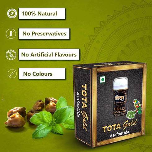 Tota Gold 100% Pure Asafoetida Granules | Natural and Vegan Gluten Free Indian Spice -7gm Hing Asafetida spice | Best Heeng for Garlic and Onion S...