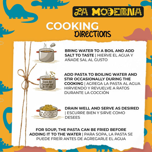 LA MODERNA, Kids Dinosaurios, Pasta, Hecha con Sémola de Trigo Durum, Enriquecida con Vitaminas y Hierro, 7 oz...