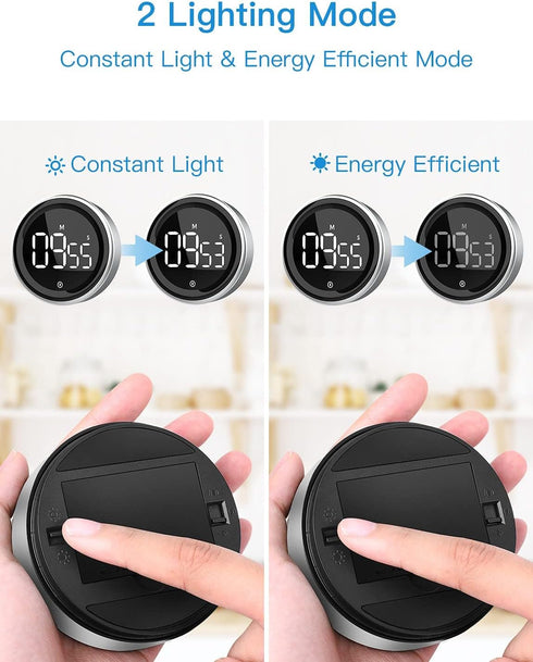Timers, Digital Kitchen Timer Magnetic Countdown Countup Timer with Large LED Display, LIORQUE Timer for Classroom Cooking Fitness, Easy for Kids ...