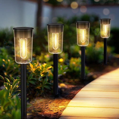 8 Pack Solar Pathway Lights, Solar Lights Outdoor Waterproof, Solar Garden Stake Lights for Outside Yard Landscape Path Walkway Driveway Lawn Deco...