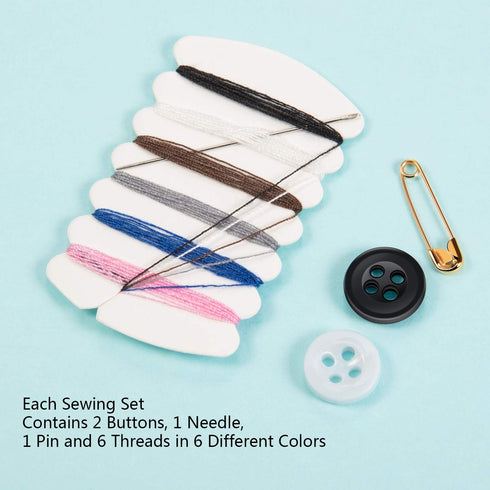Tatuo Travel Sewing Kits Thread Repair Kit with Needles, Threads, Button, Pin for Hotel Amenities Necessities, 6 Colors (300 Sets)...