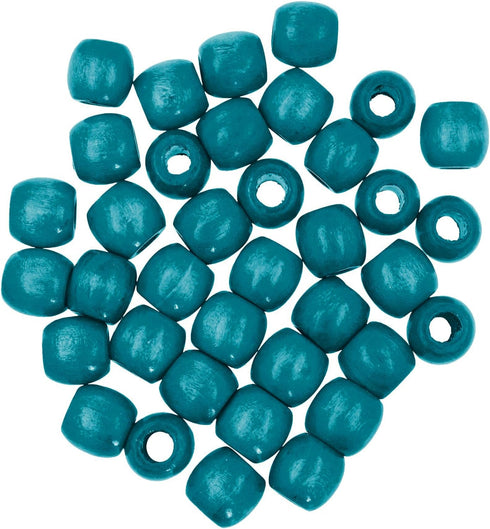 Mandala Crafts 200 Teal Beads Wooden Beads for Crafts, Large Hole Wood Beads for Macrame Beads Jewelry, Barrel Wood Beads for Hair Beads Braid Dre...