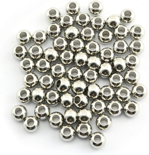 50-Pack 304 Stainless Steel Smooth Round Spacer Beads 3mm Hole,Seamless Loose Beads for Jewelry Making Findings DIY Crafts Accessories 8mm(Silver)...