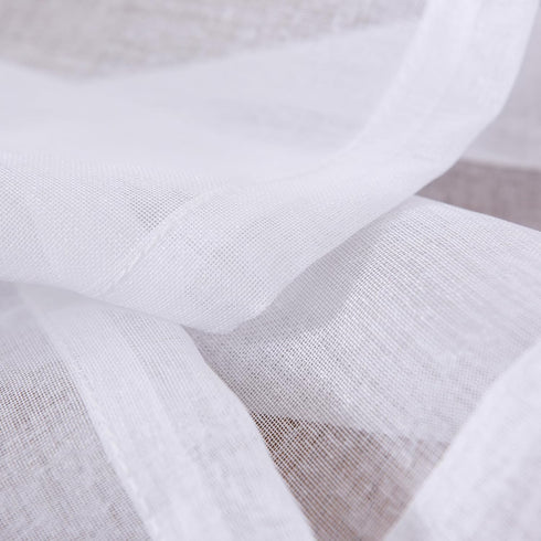 MYSTIC-HOME Sheer Curtains White 45 Inch Length, Rod Pocket Voile Drapes for Living Room, Bedroom, Window Treatments Semi Crinkle Curtain Panels f...