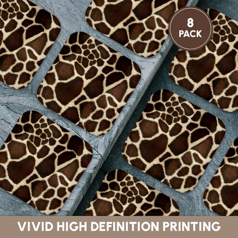 3dRose cst_34786_2 Giraffe Coat Soft Coasters, Set of 8...