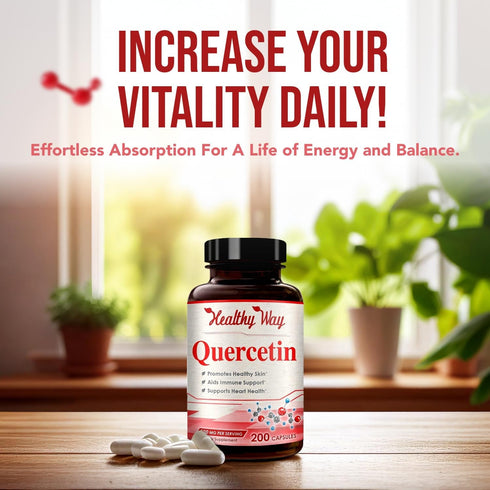 High Strength Quercetin 500mg Capsules - Once Daily Powerful Antioxidant Quercetin Supplement for Heart Aging Skin Brain and Immune Support - Vega...