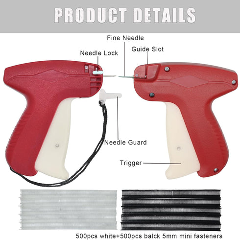 Quick Clothing Fixer, Mini Stitch Gun for Clothes, Quilt Tacking Gun, Mini Tagging Gun, Hemming Sewing Tool Kit with 2 Needles,500 Black & 500 Whi...