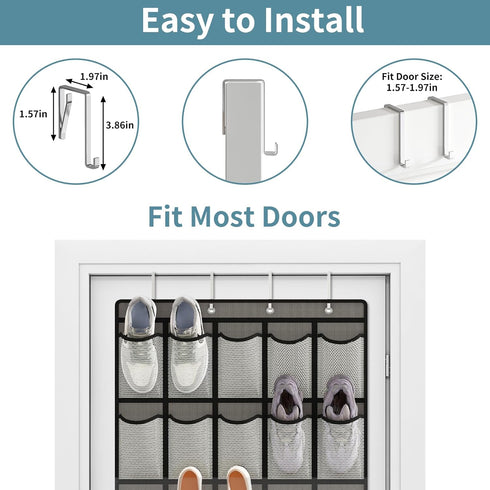 Fixwal Over The Door Shoe Organizers 40 Mesh Pockets Hanging Shoe Organizer Shoe Rack For Closet Entryway Bedroom Bathroom Pantry Shoe Holder, Men...