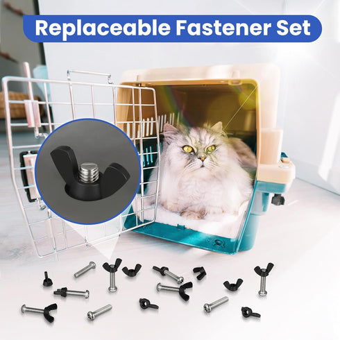 24 Pcs Pet Carrier Fasteners Set, M6 Stainless Steel Replacement Bolts and Butterfly Nuts, Dog Kennel Hardware Replacement Kit, Pet Carrier Replac...