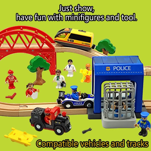 Toy People Figures with Tool for Kids Action Figures Playsets for Trains Cars Various Professions for Play House Wooden Train Track...