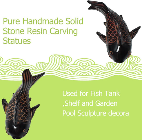 2PACK Koi Sculptures Mini Fish Decor Statues Figurines for Garden Bonsai Fish Tank Deco Micro Landscape Small Carp Home Shelf Ornaments...
