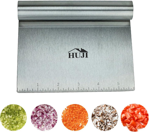 HUJI Stainless Steel Multi-Purpose Scrapper/Chopper With Ergonomic Handle (1 Pack, 5.75" X 4.75")...