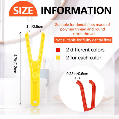 Chengu 4 Pieces Dental Floss Holder Reusable Flosser Reusable Floss Handle Holder Flossmate Handle for Oral Clearing (Red, Yellow)...