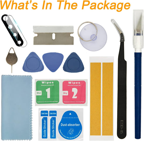 Rear Camera Glass Lens Replacement with Adhesive & Repair Toolkit & Back Camera Cover for Samsung A21...